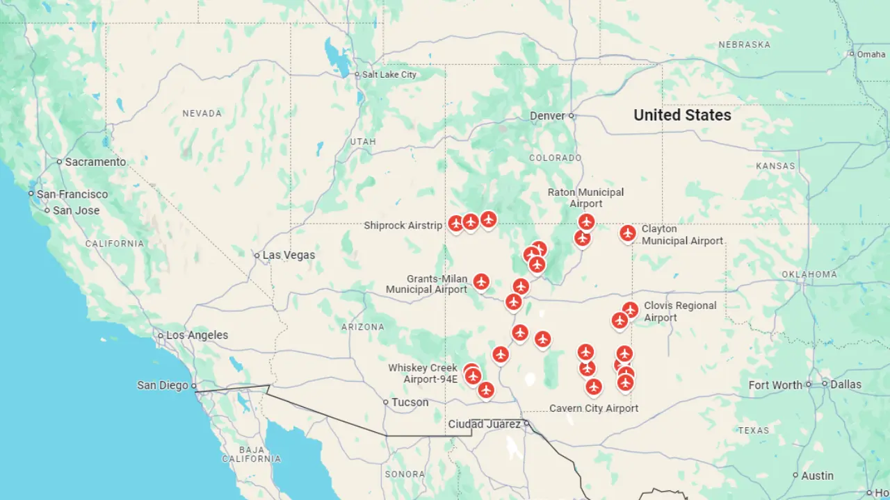 Map of New Mexico Airports